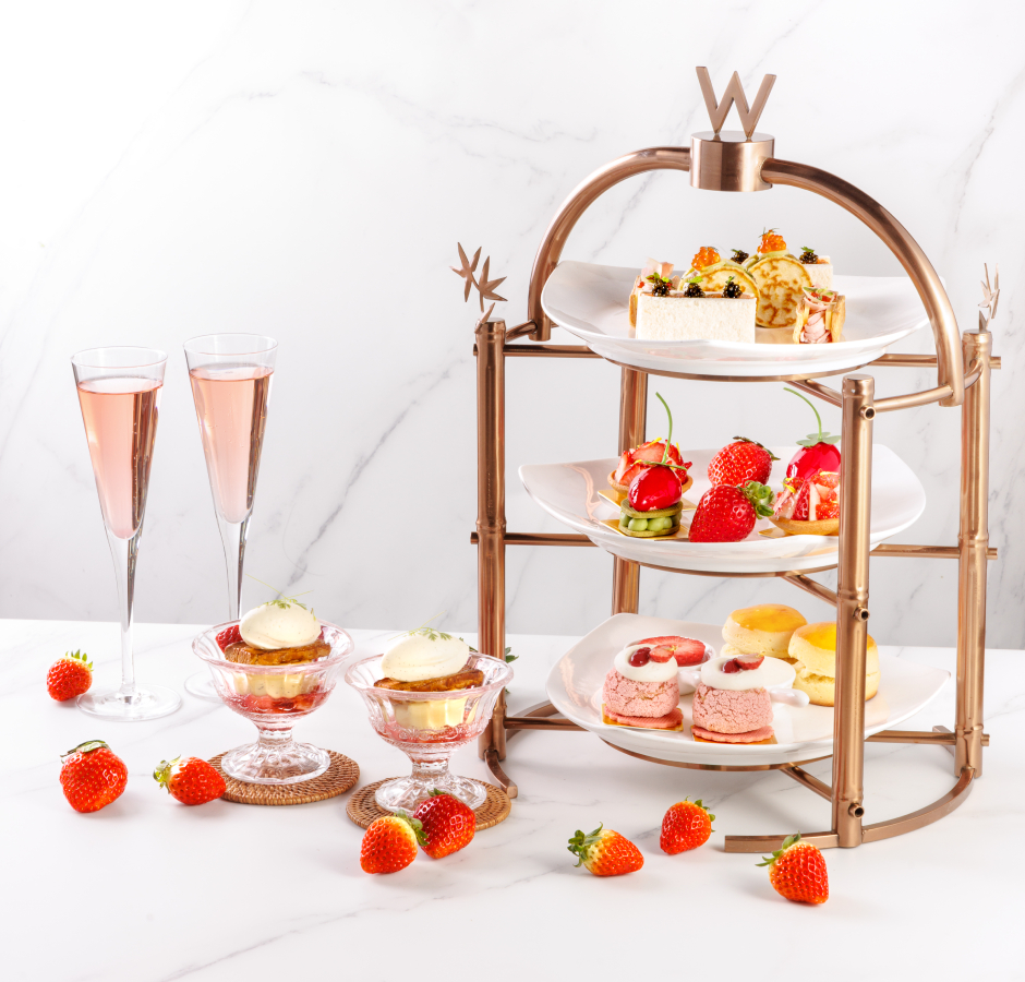 FUKUOKA Strawberries Afternoon Tea with Ruinart Brut Rose for 2 persons